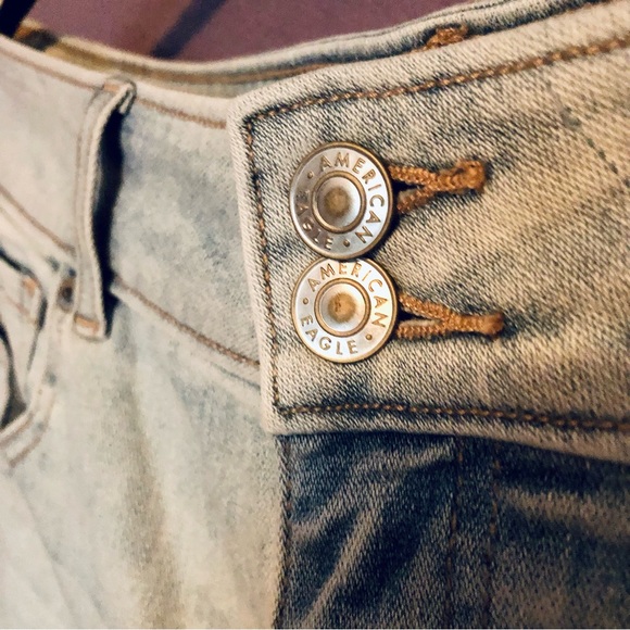 American Eagle AE Artist Flare Jean Size 14 Distressed Crushed Ice - Picture 7 of 12